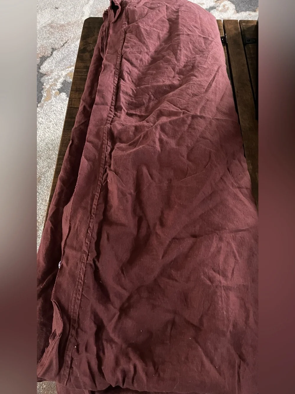 Quince European Linen Double Flange Duvet Cover, Full/Queen (Burgundy)